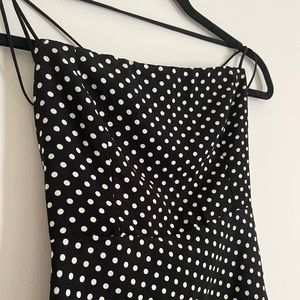 Black & white polka-dotted mini dress